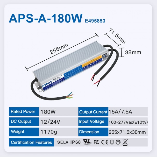 HYRiTE APS-A 180W power supply for an input derating example